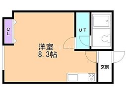 ロイヤルビル ワンルームの間取図画像