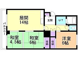 栄町ハイツ信和 3LDKの間取図画像