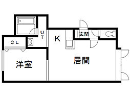 カルミナB 1LDKの間取図画像