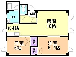 レスポワールベル 2LDKの間取図画像