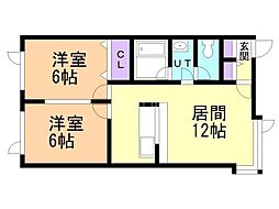 アヴォンリー 2LDKの間取図画像