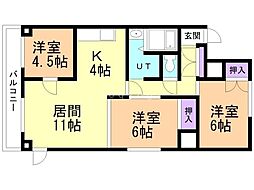 5.3ハイム 3LDKの間取図画像