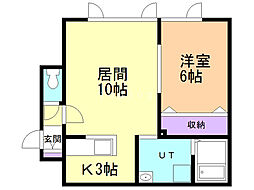 ビリーヴ 1LDKの間取図画像