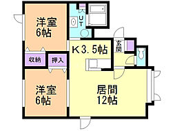 グルックハイム 2LDKの間取図画像
