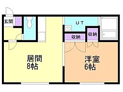 K'sハイツツー 1DKの間取図画像