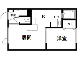 グランディールハウスC 1LDKの間取図画像