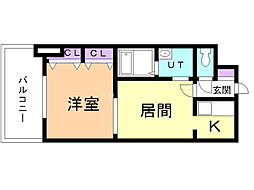 日宝ノルテ6条通弐番館 1DKの間取図画像