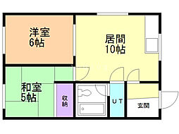 822コーポエムB 2LDKの間取図画像