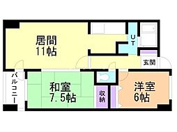 ベルエアーパレス滝川 2LDKの間取図画像