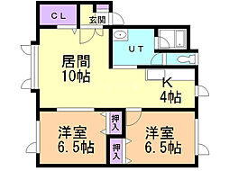 文光ハイツA棟 2LDKの間取図画像