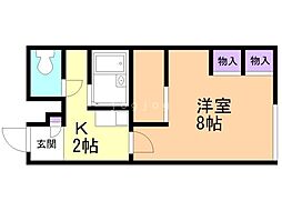 レオパレスポラリス 1Kの間取図画像
