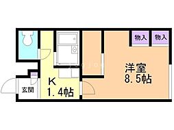 レオパレスルナ 1Kの間取図画像