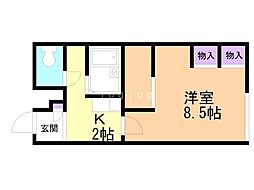 レオパレスルナ 1Kの間取図画像