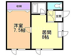 リヴァーサイド37A 1DKの間取図画像