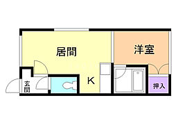 セラーノ1 1DKの間取図画像