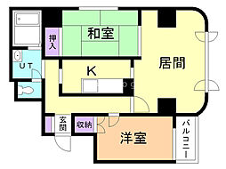 ベルエアーパレス滝川 2LDKの間取図画像