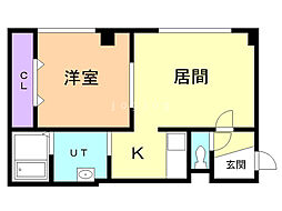 ミウナビル 1LDKの間取図画像