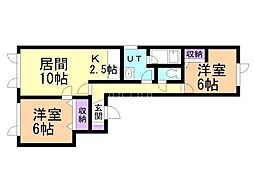 Calme・LaMaison 2LDKの間取図画像