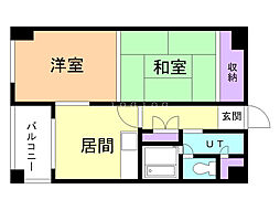 レジデンス五条 2DKの間取図画像