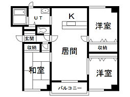 E-21ユーメス7 3LDKの間取図画像
