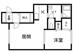 プラスワンB 1LDKの間取図画像