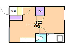 深川総合ハイツA ワンルームの間取図画像