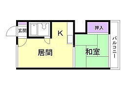 レオナ宮下 1DKの間取図画像
