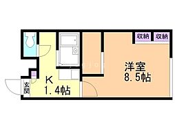 レオパレス宗代 1Kの間取図画像