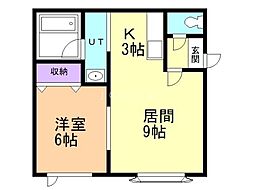 パークアベニュー新富 1LDKの間取図画像