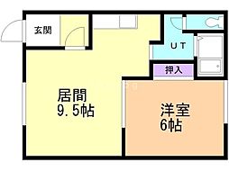 COWCOW南町 1LDKの間取図画像