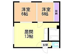 スワンマンション第2 2LDKの間取図画像