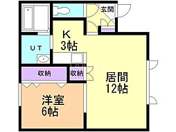 グランビュー神楽 1LDKの間取図画像