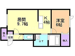 BillsB 1LDKの間取図画像