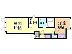 クリスタリー 1LDKの間取図画像