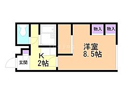 レオパレス芽生ステラ 1Kの間取図画像