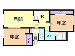 グランデハウスLic 2LDKの間取図画像