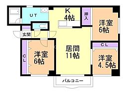 E-21ひまわり619 3LDKの間取図画像