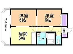 日宝ノルテ1条通 2LDKの間取図画像