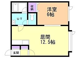 プレジデントB 1LDKの間取図画像