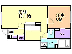 ボヌール 1LDKの間取図画像
