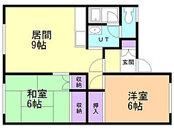 コーポささき 2LDKの間取図画像