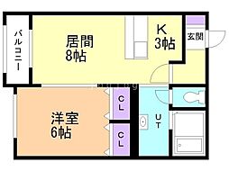 シャンノール医大前 1LDKの間取図画像