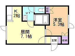 アベハイツ 1LDKの間取図画像