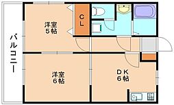 メゾンド津屋崎 2DKの間取図画像