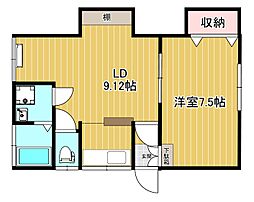 第二岡部アパート 1LDKの間取図画像