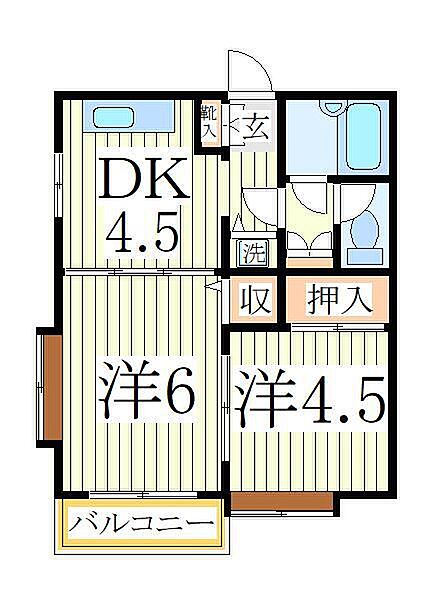 ジュネパレス柏第77 ｜千葉県柏市常盤台(賃貸マンション2DK・3階・37.26㎡)の写真 その2