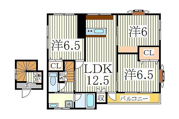 ディポールレジデンスII ｜千葉県柏市西柏台1丁目(賃貸アパート3LDK・2階・67.28㎡)の写真 その2