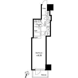 パティオ神田 8階1Kの間取り