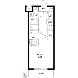 ラヴィエント浅草言問 ワンルームの間取図画像