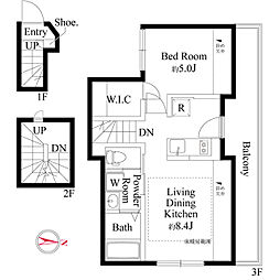 ウッドクレスト東高円寺レジデンス 1LDKの間取図画像